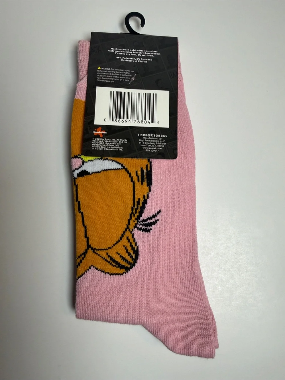 High Point Design Garfield Novelty Crew Socks Men’s Shoe Size 6.5-12